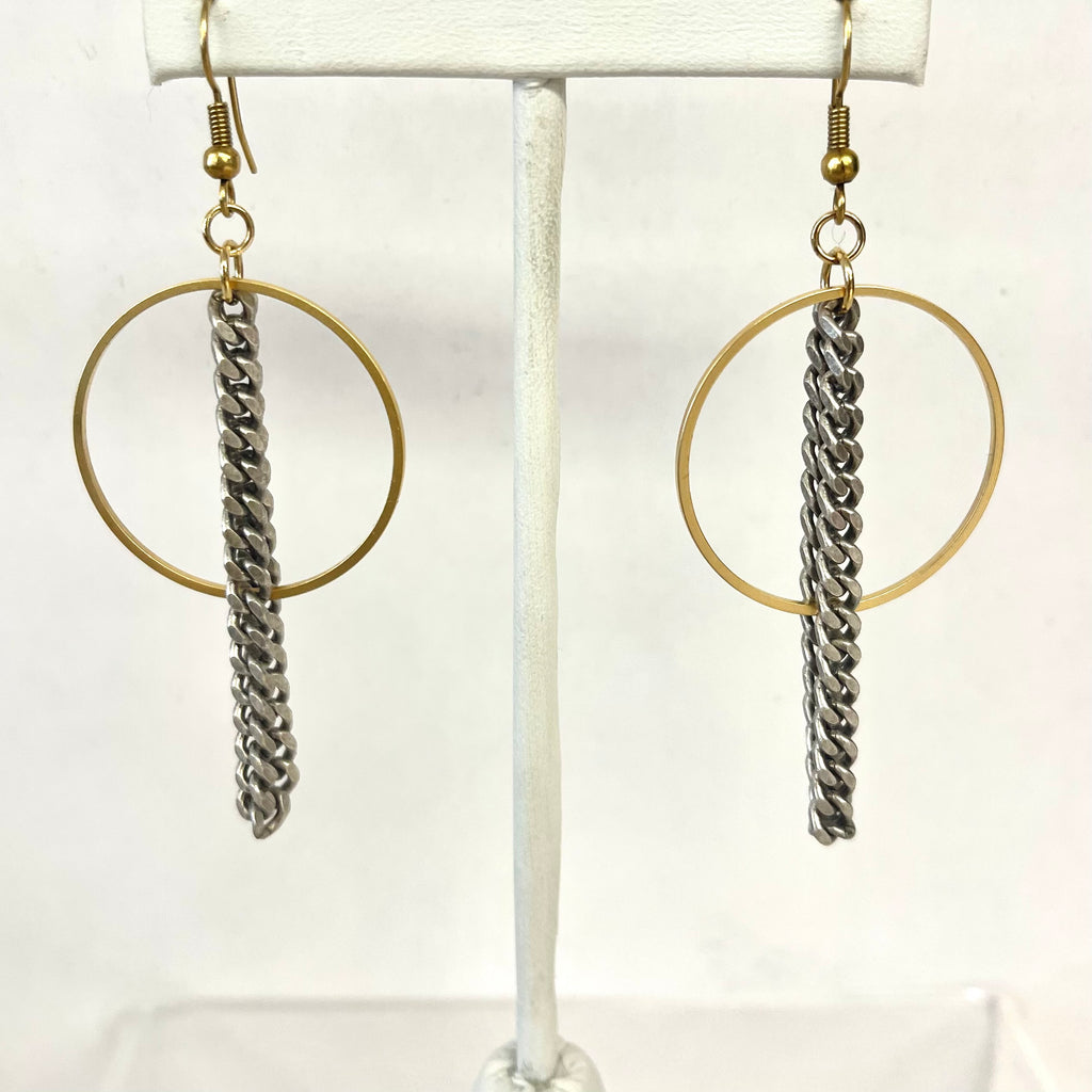 Circle Curb Chain Earrings