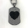 CZ Dog Tag with Contrasting  Heart