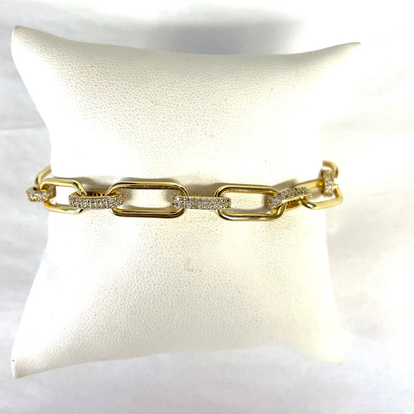 CZ Paperclip Bracelet