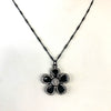 Black Enamel Flower with Pave Charm