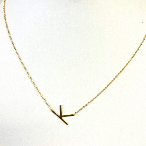 Sideways Sterling Initial Necklaces