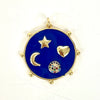 Enamel Disc with Moon, Star, Heart, and CZ Sun