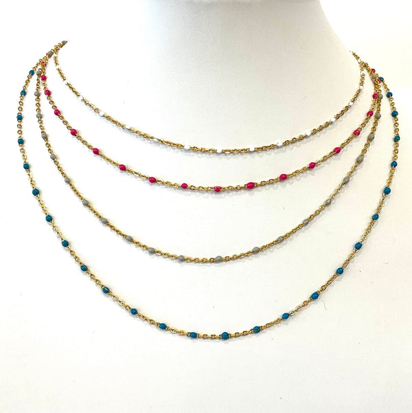 Enamel and Chain Beaded Necklace
