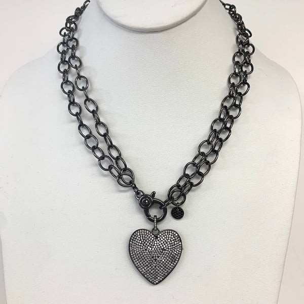 Hematite Double Clasp Interchangeable Chain Necklace (Charm sold separately)