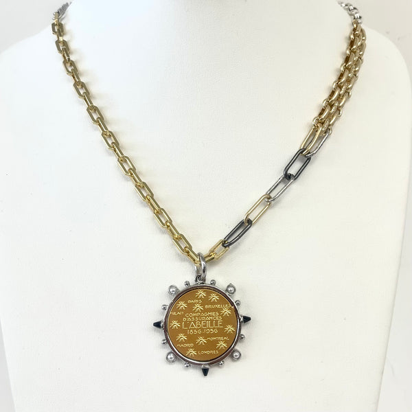 Mixed Chain L'abeille Coin Necklace