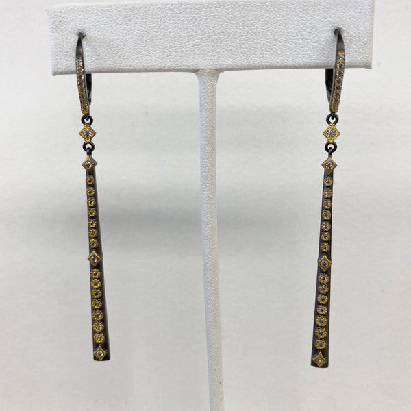 Stick Earrings with Small Rounds Stones