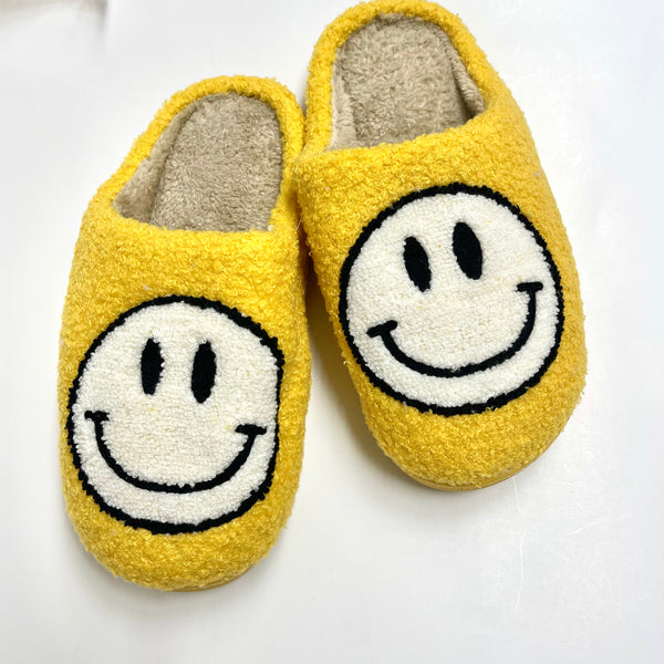 Golden Smiley Face Slippers