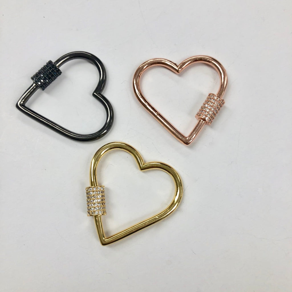 Heart Charms with Pave Screw Opening