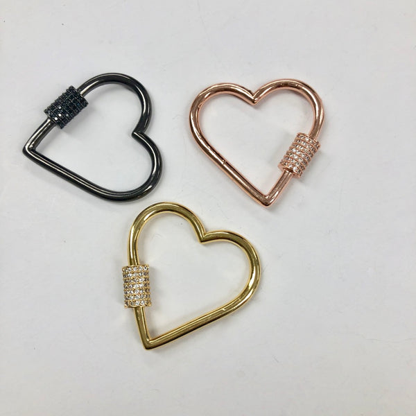 Heart Charms with Pave Screw Opening